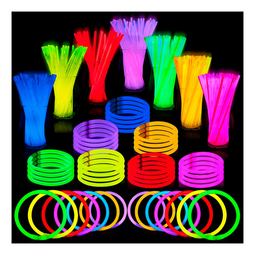 Juego de 50 pulseras de neón para fiestas, decoración, brillo y color
