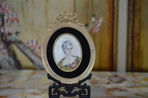 Bello Retrato Miniatura Cameo Material Noble Firmado 1950 