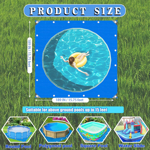 Lona Cuadrada Para Piscina 15.7x15.7 Pies Impermeable Uv