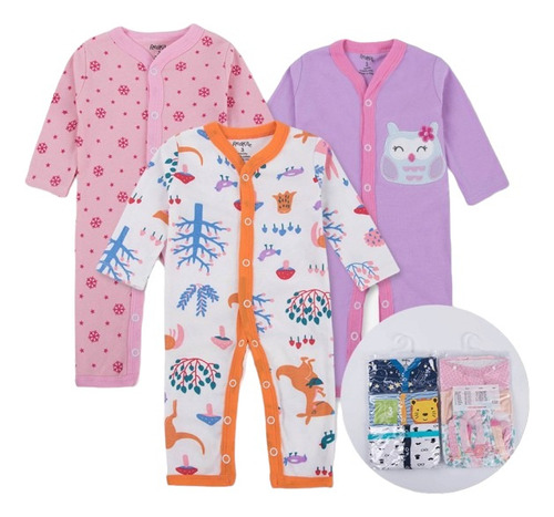 Set 3 Pijamas Bebé Ositos Algodón Variados