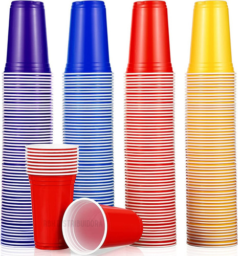 Vaso Descartable Americano Plastico Color Azul 400cc X100 U