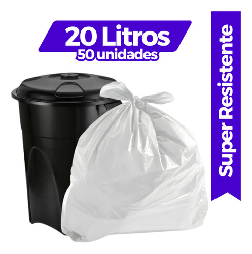 Saco De Lixo 20 Litros 50uni Branco