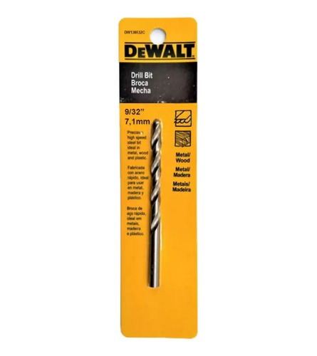 Broca Acero Hss 9/32 P/metal Y Madera Dewalt