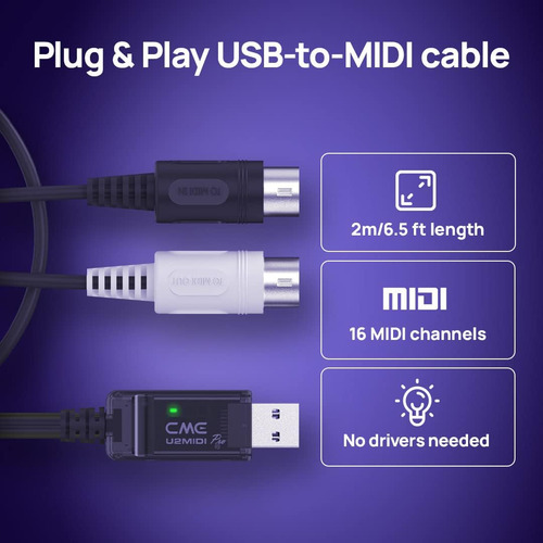 Cabo Usb Midi Cme U2midi Pro De Alta Velocidade Com Filtro Y