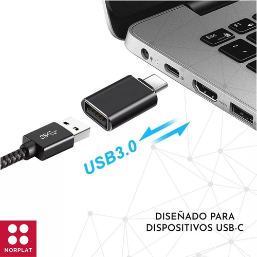 Adaptador Usb-c Macho A Usb-a Hembra - Certificado Norplat N
