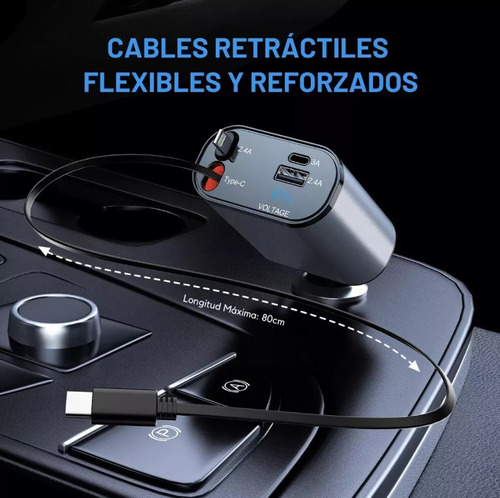 Cargador Celular Auto Nivhus Carga Rapida 4 En 1 Usb-c 120w