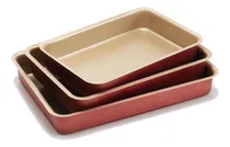 Comprar Jogo Assadeiras Retangular Formas Cereja 3 Pçs Teflon Alta O