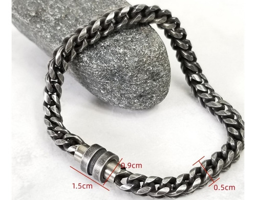 Brazalete Pulsera Maciza De Cadena Envejecida Hombre Talla S