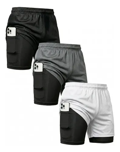 Kit 3 Shorts 2 Em 1 Duplo
