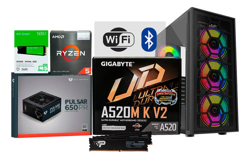 Pc Gamer Ryzen 5600g 16gb Ram 500 Ssd Graficos Radeon 7 Wifi