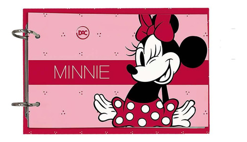 Mini Fichário Minnie Mouse Disney Argolado Organizador Rosa