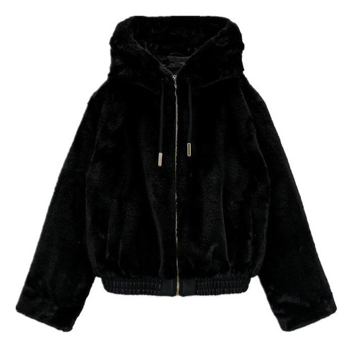 Chaqueta De Algodón Peludo Con Capucha De Invierno Para Mujer, Estilo Elegante