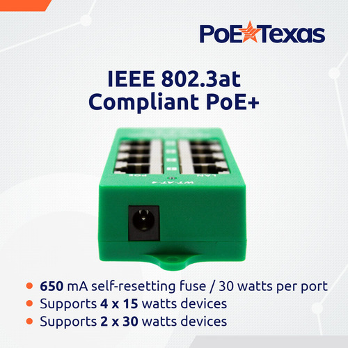 Inyector Poe/poe 4 Puertos 56v 60w Gigabit