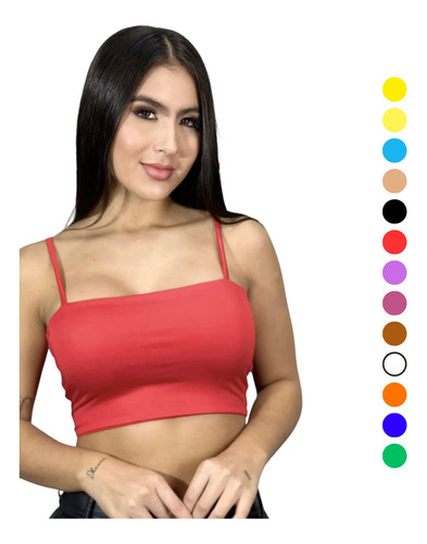 Blusa Dama Casual Tiras Croptop Sexy Basico Crop Top Clasico