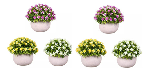 Plantas Artificiales Flor Bonsai En Macetas Decoración 6pcs