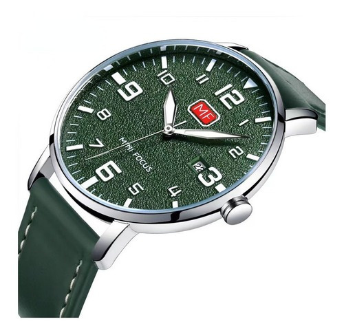 Reloj Mini Focus Army Con Correa De Cuero Calendario