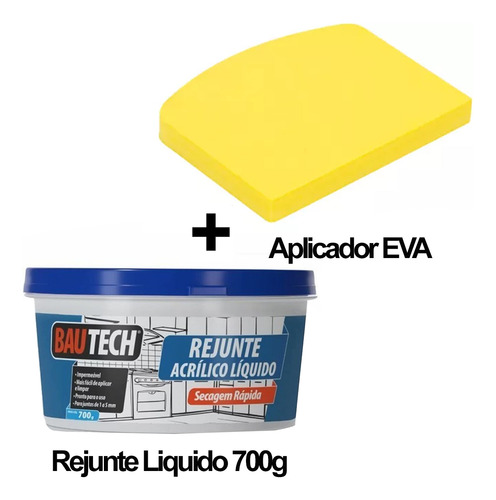 Rejunte Acrílico Líquido Branco 700g Bautech + Aplicador Eva