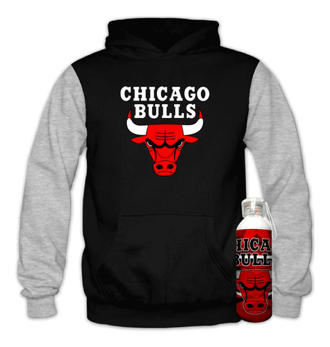 Poleron Bicolor + Botella, Chicago Bulls, Nba, Basketball, Fans, Xxxl