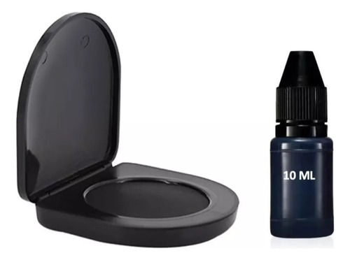 Tampón Huellero Digital + Tinta Negra 10 Ml Color Negro