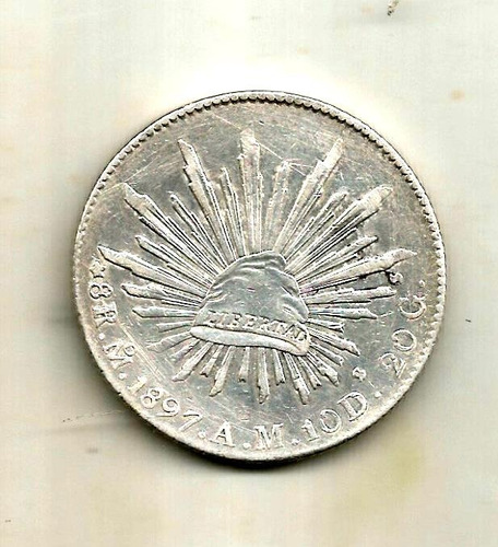 Moneda De 8 Reales Mexico 1897 Muy Conservada