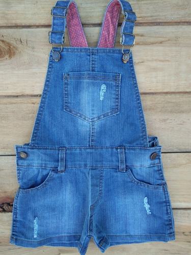 Jardinero Tiki Jeans Azul Corto Niña Infantil Talles 2 Al 16