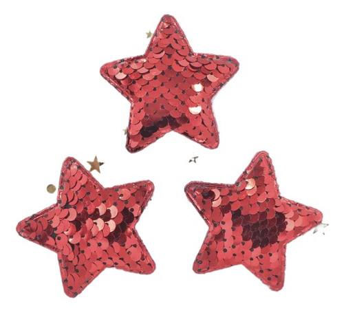 Set X6 Adorno Navidad Estrellas Con Broche Brillo