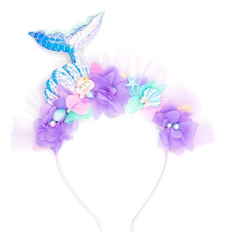 Zcyyys - Diadema De Cola De Sirena Con Diseño De Flor De Est