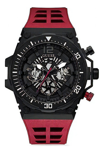 Relógio Guess Masculino Preto Silicone Vermelho Gw0325g3