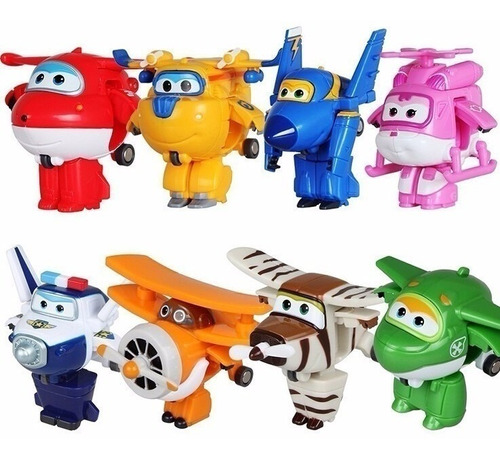 Kit 8 Carrinhos Aviões Super Wings Brinquedos Crianças