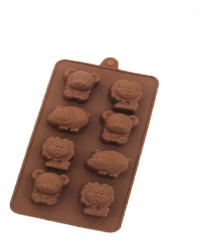 Molde Chocolate Molde Chocolate Silicona Oso León Hipopotamo Color Marrón