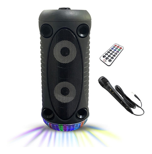 Parlante Karaoke Portátil Bluetooth Usb Sd Led + Mic Unnic Color Negro