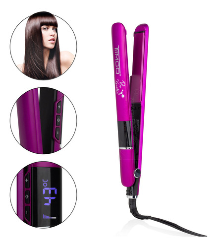 Plancha De Cabello Timco® Cerámica + Keratina Control Frizz Color Violeta Oscuro