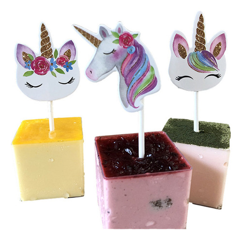 48 Peças De Chapéus De Bolo De Unicórnio Com Padrão Floral P