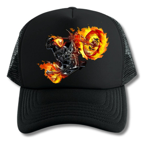 Gorra Trucker Vengador Fantasma Ghost Rider Geek Black Xtg