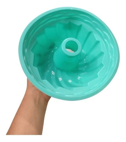 Forma De Bolo Em Silicone Pudim 22 Cm Redonda Antiaderente Cor Verde-claro