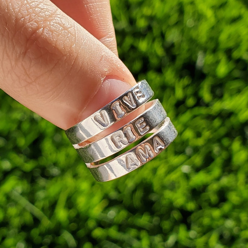 Imagen 9 de 10 de Anillo Plata Vive Rie Ama