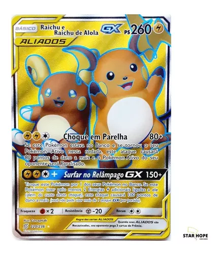 Carta Pokémon: Raichu & Raichu De Alola-gx 221/236 Aliados no Shoptime