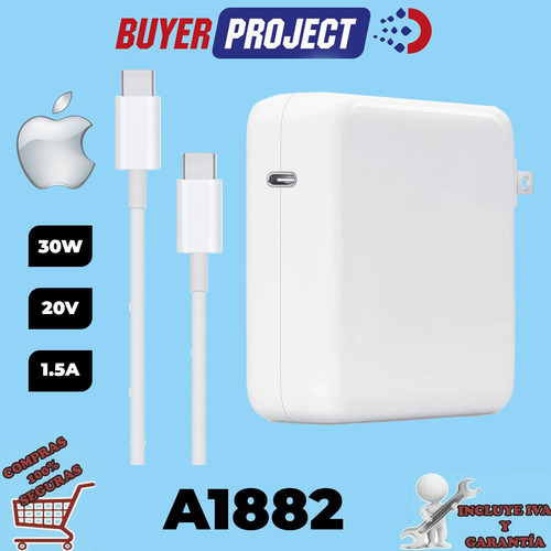 Imagen 2 de 4 de Cargador Mac Apple Macbook Air Usb-c A1882 20v 30w + Cable C