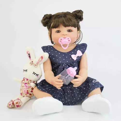 Boneca Bebê Reborn de Silicone Realista com Pelúcia