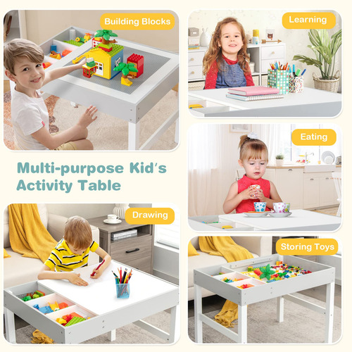 Costzon Mesa Para Niños Escritorio De Madera 3 En 1 Con