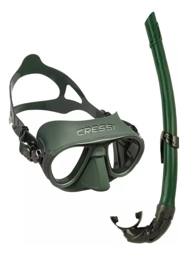 Kit Snorkeling Cressi Visor Calibro + Snorkel Corsica Set Ve Color Verde
