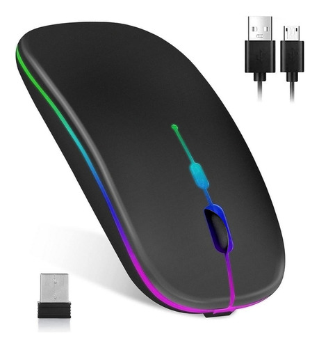 Mouse Sem Fio Wireless Bluetooth Recarregável Led Rgb Gamer
