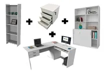 Comprar Combo Mesa Escritorio En L Cajonera Bibliotecas Oficina