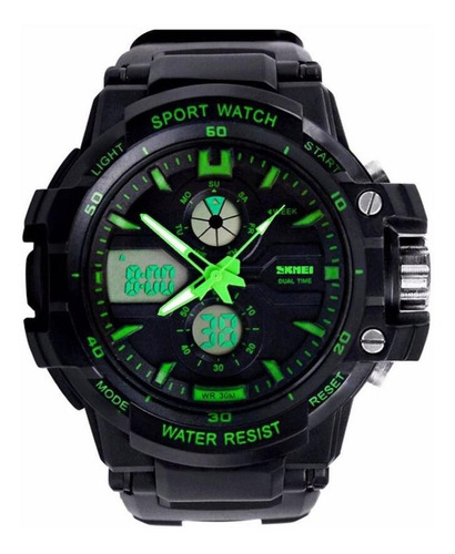 Reloj Skmei Anadigi 0990 negro y verde para hombre