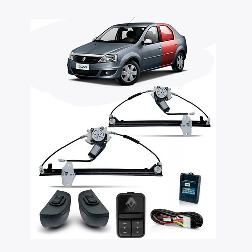 Kit Vidro Elétrico Tragial Logan 4p Traseiro Até 2013 Rn29