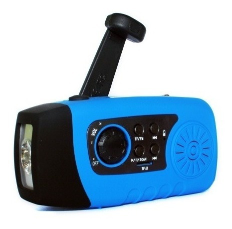 Lámpara Led Solar Dinamo Radio Fm Sd Carga Celular Camping