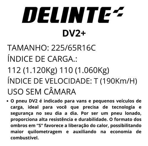 Pneu 225/65r16c 112/110t Dv2+ Delinte Aro 16