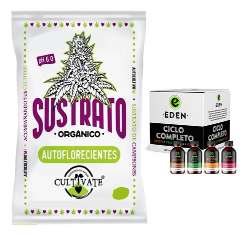 Sustrato Cultivate Autoflorecientes 80lt Eden Ciclo Completo