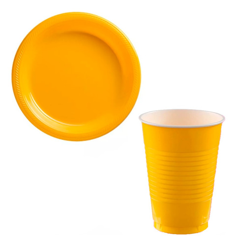 20 Platos Alimento 20 Vasos Varios Colores Marca Amscan