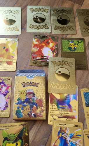 Pokemon Cartas Metalizado Pack 6 Cajas Varios Colores Lindos Doradas Y Varios